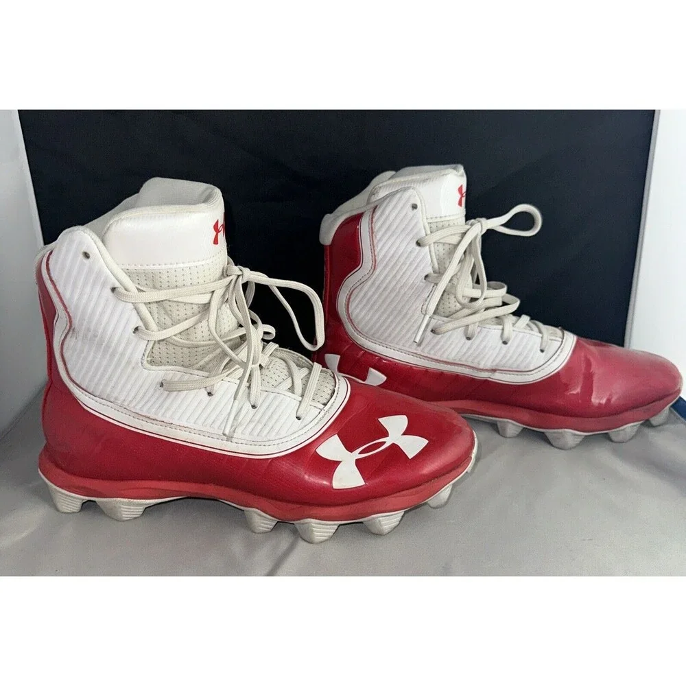 Under Armour Highlight RM MID Football Cleats Style 3021197-600 Sz 7.5 Red/White